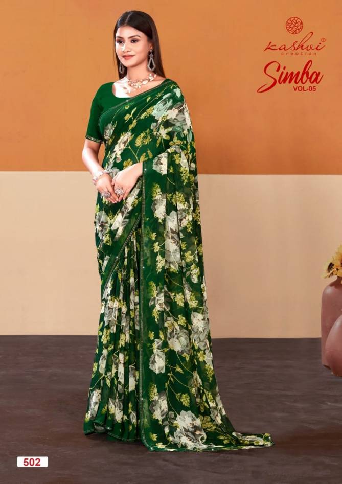 Simba Vol 05 By Kashvi Printed Georgette Sarees Wholesale Shop In Surat